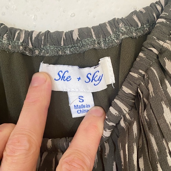 Size S She & Sky Off Shoulder Maxi | Boho Dress with Tie Waist - Energy Cleansed - Picture 2 of 6